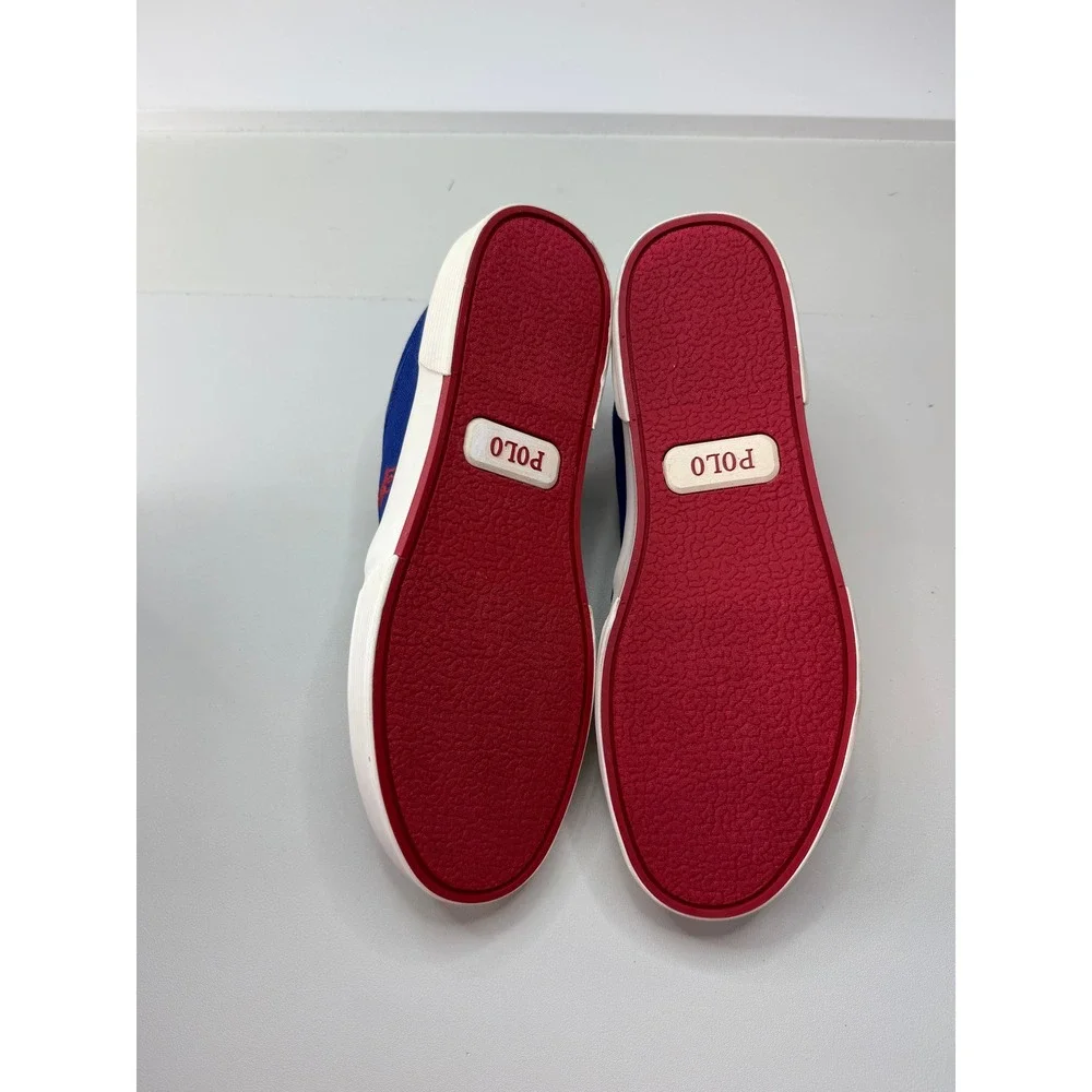 Polo Ralph Lauren Faxon Low Mens Royal Blue Red Canvas Sneakers 7D NEW